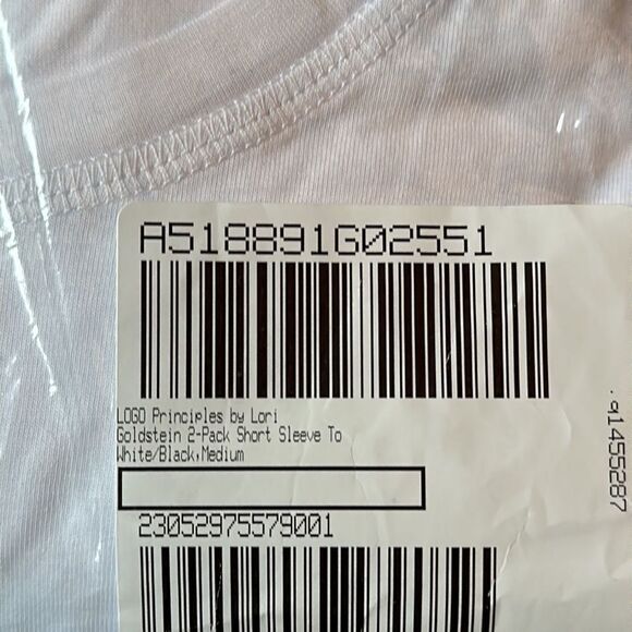 LOGO by Lori Goldstein 2-Pack Short Sleeve Tee White Black M NWT IN PACKAGE - Picture 3 of 4